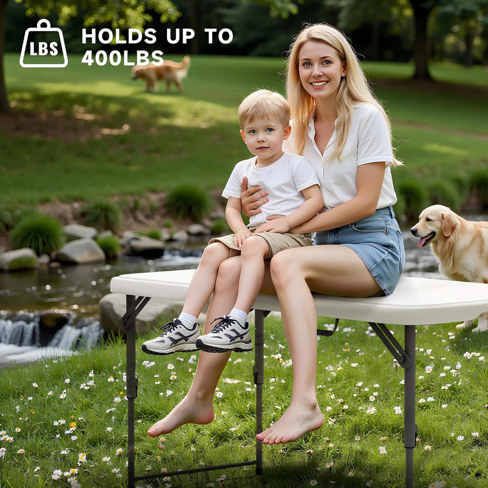 Folding Table 4 Foot - 2-Position Adjustable Height, Heavy Duty 400 lbs Capac...