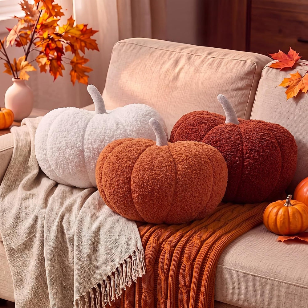 Konohan 3 Pcs Pumpkin Pillows Fall Stuffed Pumpkin Plush Pillow for Autumn Ha...