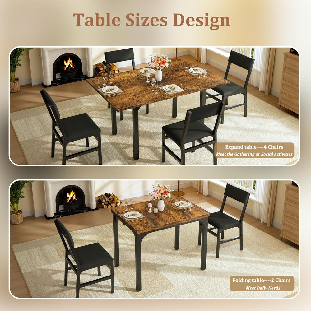 HUAHUU 5-Piece Dining Table Set for 4, Extendable Kitchen Table Set with 4 Up...