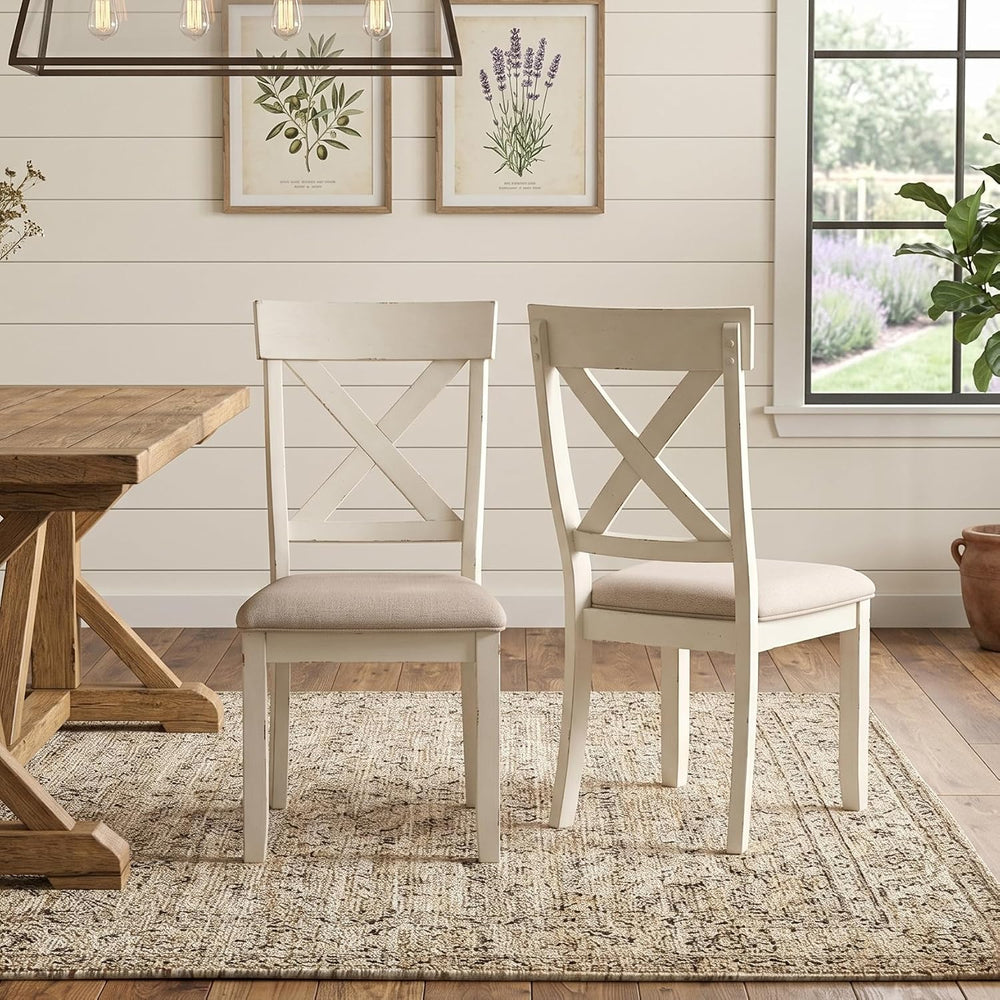 Roundhill Furniture Prato 6-Piece Dining Set, Dining Table with 4 Cross Back ...