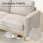 Vesgantti 68" Loveseat Sofa Light Grey, Comfy Corduroy Couch with Spring Cushion and Solid Wood, Modern Deep Seat for Bedroom, Living Room, Office