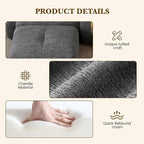 158" U Shaped Convertible Modular Couch, Cloud Couch Sectional with Ottoman, 6-Seater Chenille Boneless Couches for Living Room, Apartment, No Assembly, Grey Black 1PCS