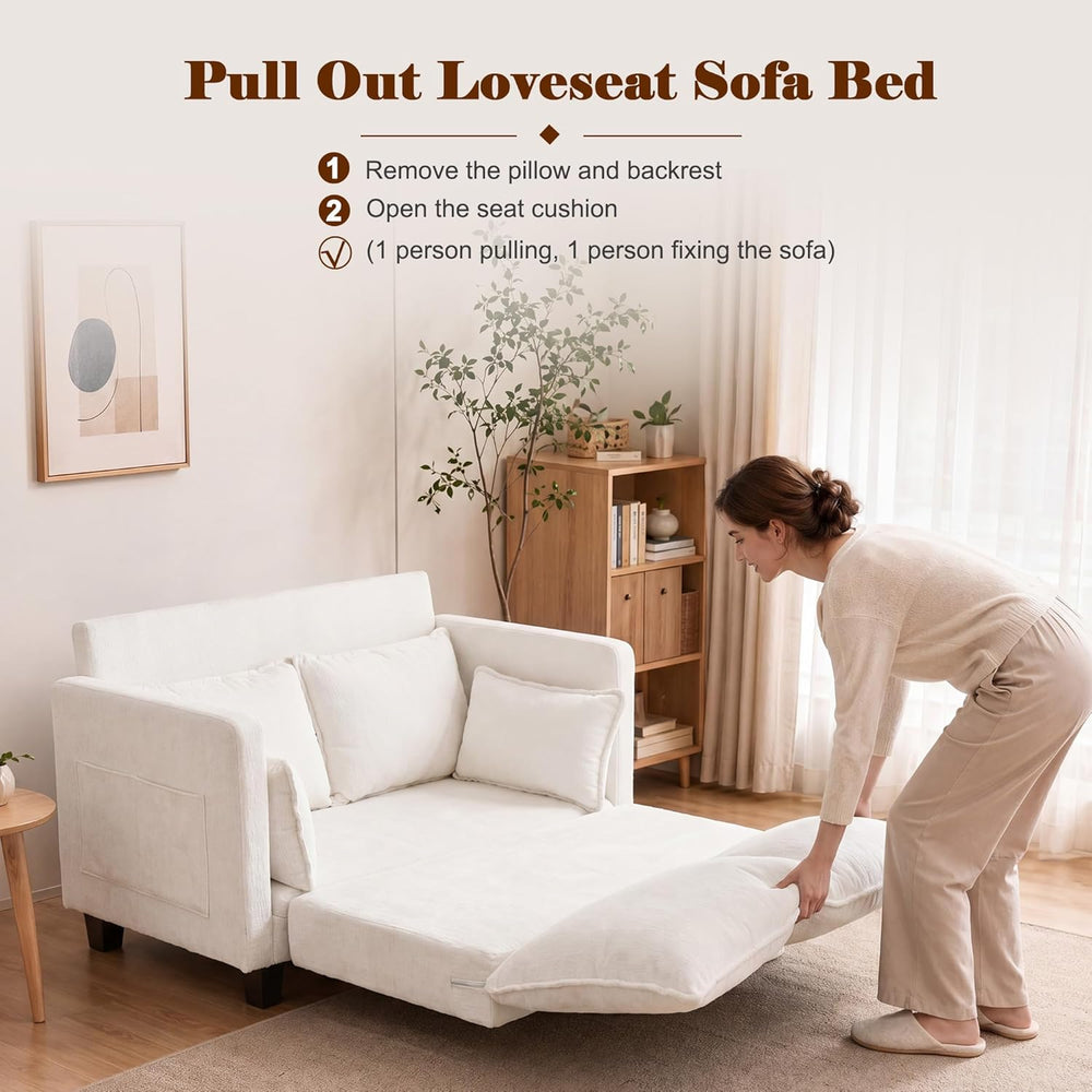 49" Loveseat Sofa Bed, 2 in 1 Convertible Small Sofa Pull Out Couch Bed ...