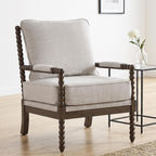 DUHOME Chenille Fabric Spindle Accent Chair Set of 2,Bobbin Chair with High Resilience Spring Cushion and Armrest Pads, Leisure Armchair for Living Room Bedroom Farmhouse Home Office Belcony