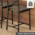 GarveeHome Bar Stools Set of 4, Counter Height Bar Chairs with Back and Thick Cushion, Upholstered Dining Chairs with Padded Seat, Barstools for Kitchen Island, Bar, Dining Room, Modern Black