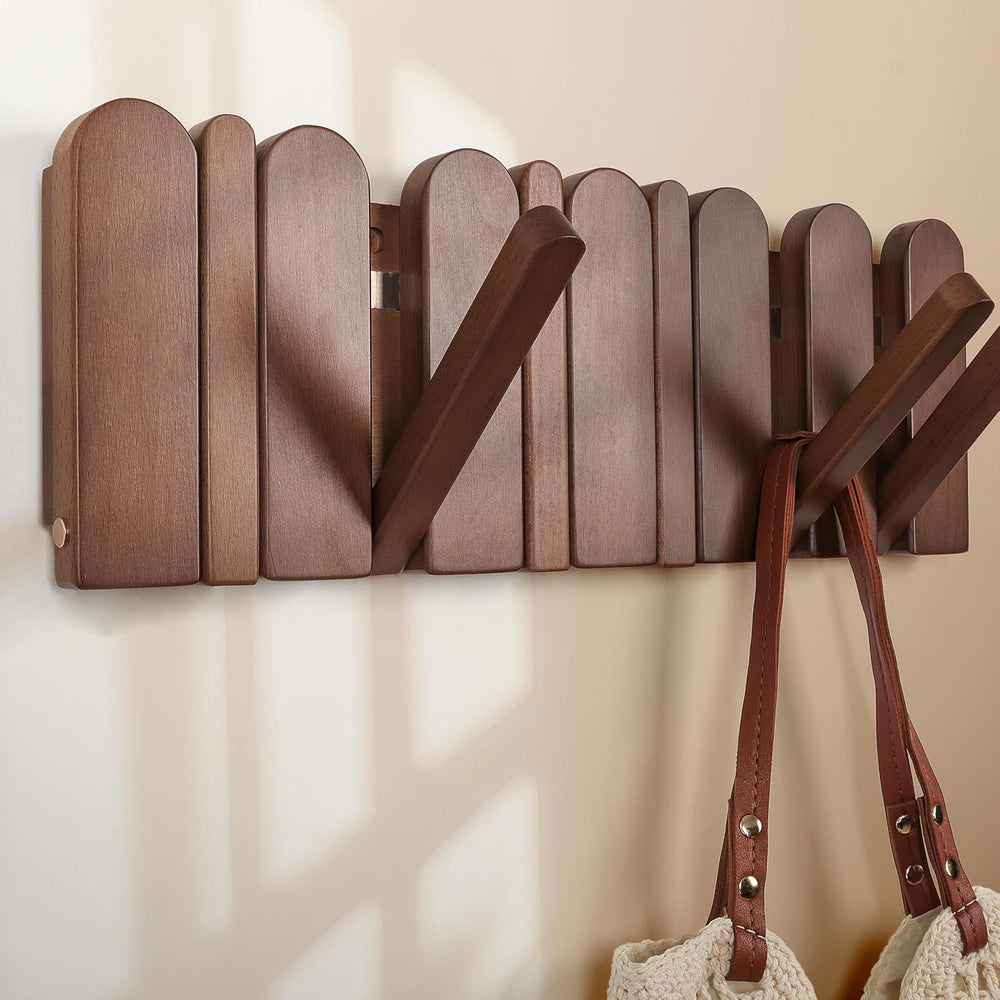 Wall Coat Rack for Entryway: Wooden Modern Heavy Duty 6 Hooks
