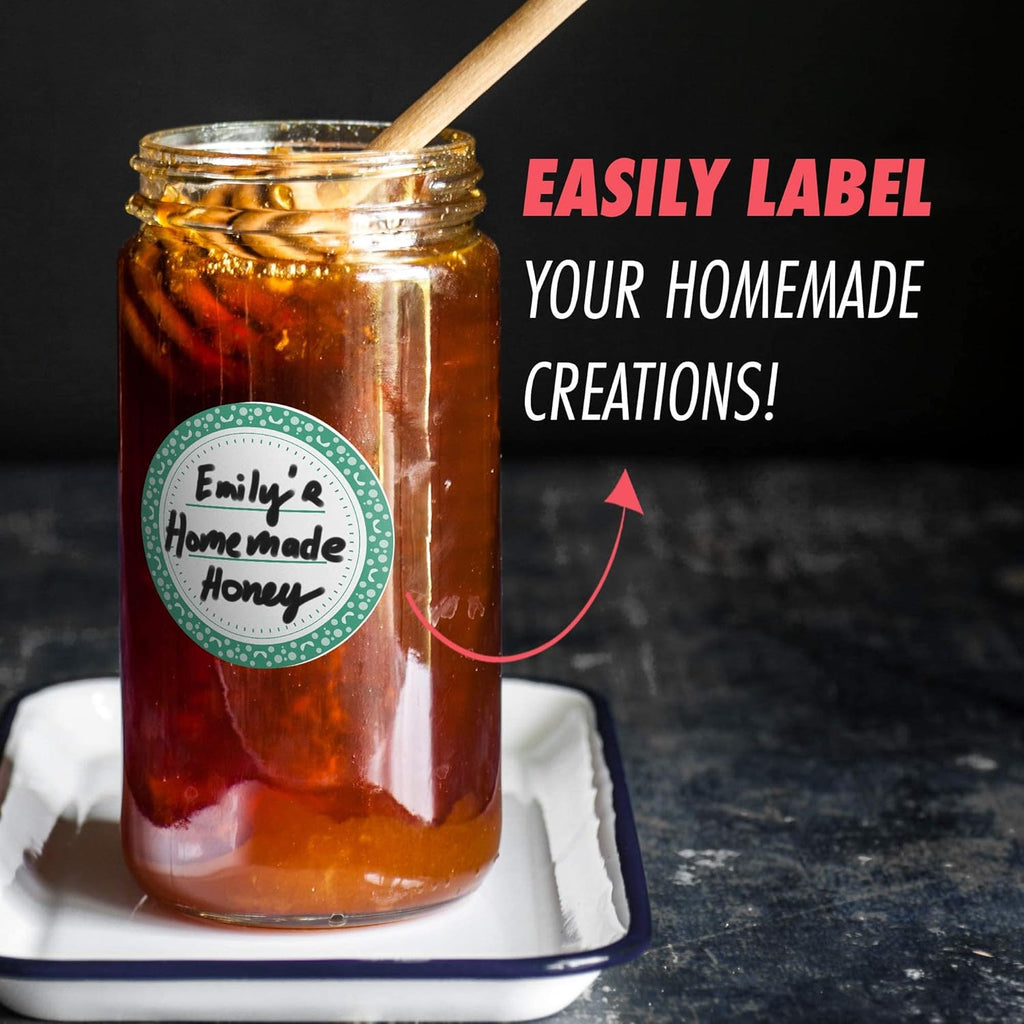 Canning Labels Dissolvable Stickers for Mason Jars and More (2" Round 200/roll) Canning Supplies Washes Off in Seconds Like Magic - Jar Labels Homemade Jam, Jelly, and More (Mint)