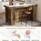 Tribesigns 59'' Kitchen Island, Modern Island Table with Faux Marble Top | Rectangular Coffee Bar Unit for Living Room, Kitchen, Bistro, Coffee Shop, Easy Assembly, White & Brown