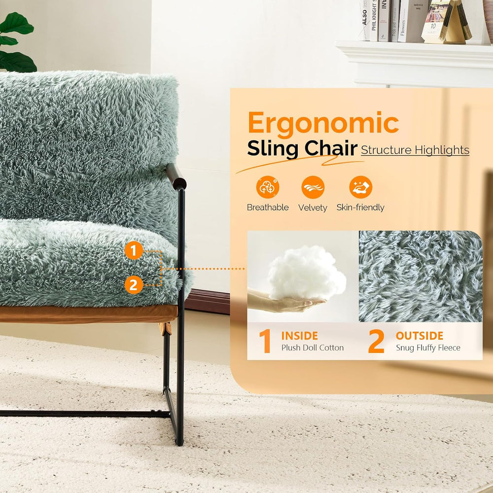 VINGLI 28" Wide Plush Upholstery Sling Modern Accent Chairs Set of 2,Rea...