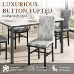 Hooseng Dining Table Set for 4, Faux Marble Small Kitchen Table Chairs Set of 4 with Luxurious Button Tufted Dinner Chairs for Kitchen and Dining (Beige)
