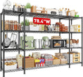 REIBII 78.4''W Garage Shelving Wire Shelving Unit Load 1500LBS,4 Tier Metal Shelving with Adjustable Metal Shelf Storage Shelves for Pantry Shelves Commercial Shelf Kitchen Garage 11.8''Dx59''H