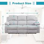 Recliner Sofa Set Couches for Living Room Chair Line Fabric Living Room Furniture Sets, Adjusted Loveseat Reclining Couch Furniture Sofa Set for Theater Seating, 3-Seater, Grey White
