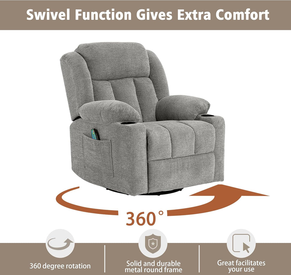 Ketaiyou Rocker Swivel Recliner Chair for Adults, Overstuffed Large Manual Re...
