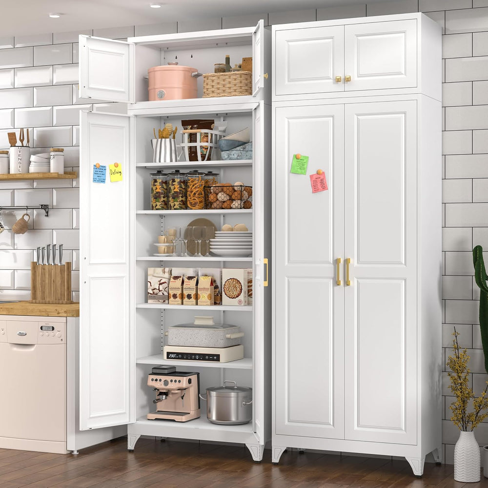 Polup 90" Pantry Cabinet, Tall Metal Storage Cabinet with Doors and Shelves
