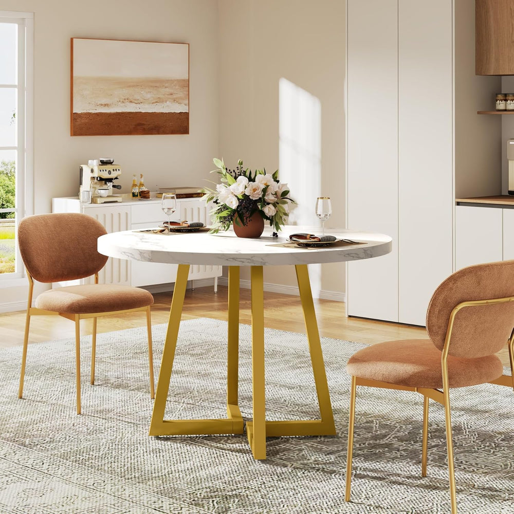 Tribesigns Round Dining Table for 2, 31.5" Modern Kitchen Table with Met...