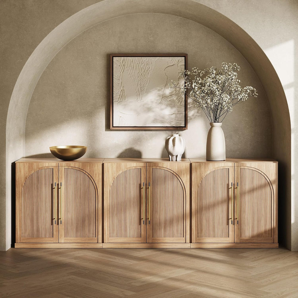 BELLEZE Set of 3 Jagger Sideboard Buffet Cabinet - Camel