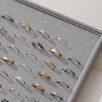 Large Velvet Jewelry Tray 2 Pack Stackable Jewelry Display Drawer Inserts Trays Organizer for Earring Bracelet Necklace Ring (Gray, Ring 81 Slots)