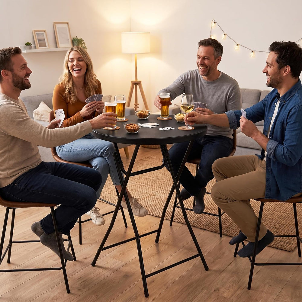 2 Pack Cocktail Table, 32 Inch Folding Table, High Top Round Tables, Black | ...