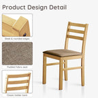 Livinia Seattle Modern Farmhouse Kitchen Dining Room Chair Set of 2, Solid Wood Fabric Upholstered Cushion Seat Wood Ladder Back Chairs (Natural)