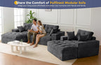MAXYOYO Sectional Sofa Couch and Chaise Lounge, L Shaped Modern Cloud Couch with Ottoman, Comfy Sofa with Layered Cushion, Tufted Upholstered Sleeper Chair for Living Room, No Assembly Required, Grey