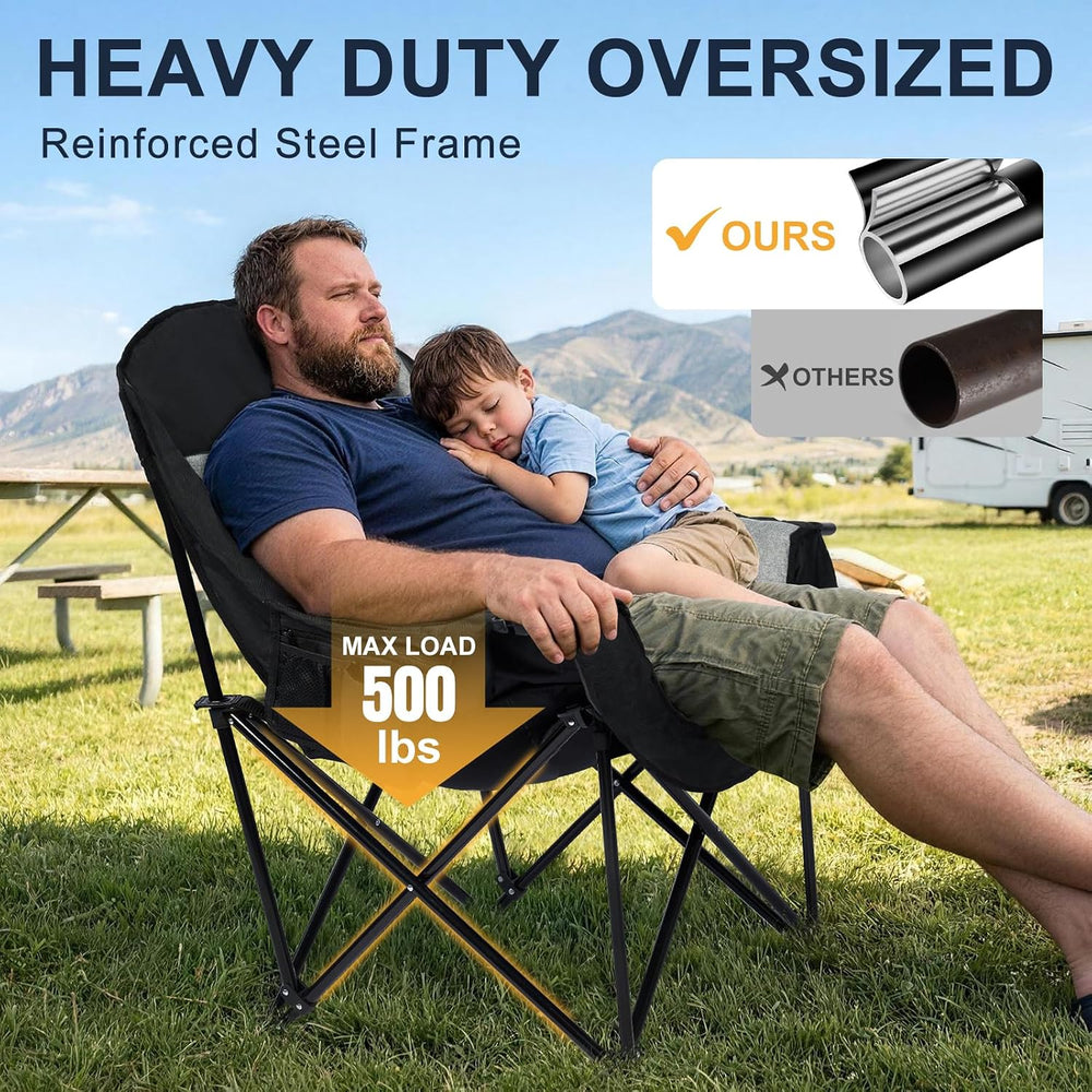 Oversized Camping Chairs for Adult - Heavy Duty Padded Portable Folding Chair...