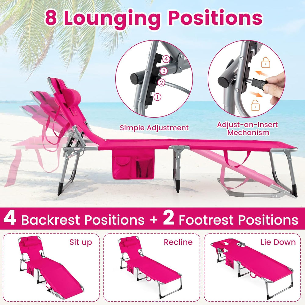LDAILY Tanning Chair, Portable Sun Bathing Beach Chairs with Face Hole, Arm C...