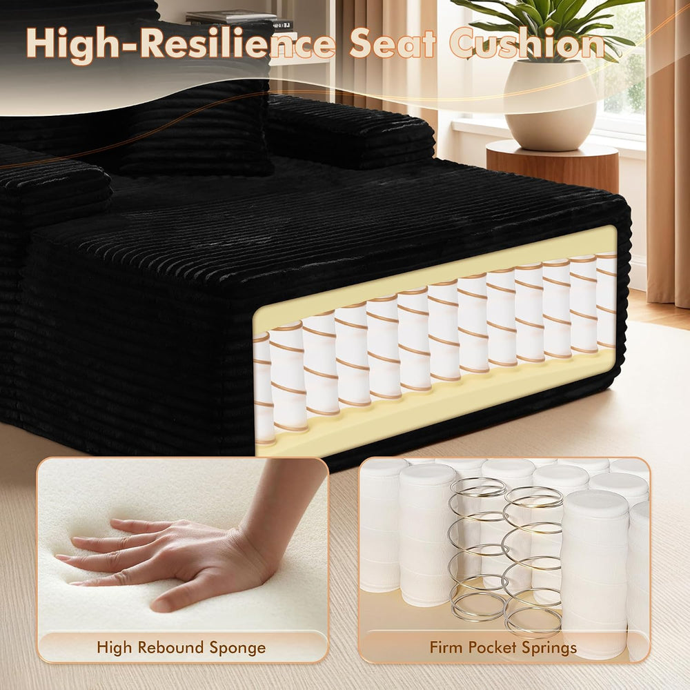 Weaxty Chaise Lounge Indoor, Upholstered Plush Sofa Bed with Throw Pillows an...