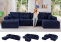 MAXYOYO 132" U Shaped Modular Sectional Sofa with 2 Ottomans, Cloud Boneless Couch with Layered Cushion, Flexible Module Combination Sofa for Living Room, No Assembly Required, Navy