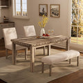 Morden Fort Dining Table Set for 4, Farmhouse Kitchen Table Chairs Set with Nailhead Accents, Wooden Rectangular Dining Room Sets Include Table & Upholstered Bench & 2 Dining Chairs