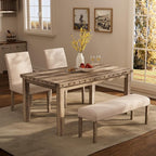 Morden Fort Dining Table Set for 4, Farmhouse Kitchen Table Chairs Set with Nailhead Accents, Wooden Rectangular Dining Room Sets Include Table & Upholstered Bench & 2 Dining Chairs