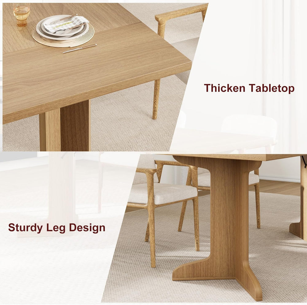 Garvee 71" Large Dining Table for 6 to 8 People, Modern Dinner Table wit...