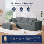 KINGYES 107'' Modular Sectional Sofa, L Shaped Cloud Couch for Living Room, Modern Boneless Sofa with Chaise for Bedroom, Light Gray