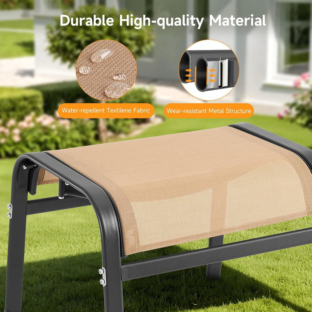 ONBRILL Outdoor Ottoman Set of 2, Oversized Outdoor Foot Rest, Beige | Stacka...