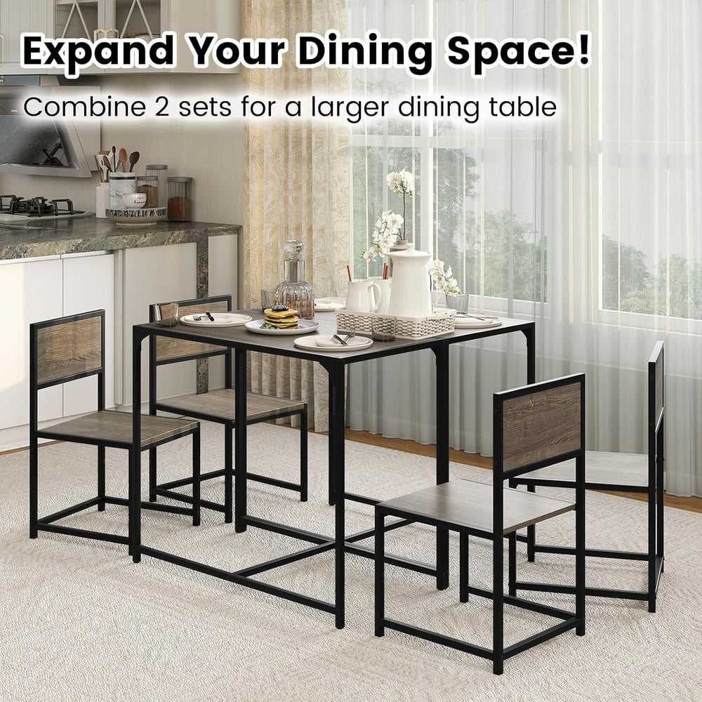 COSTWAY 3-Piece Small Dining Table Set for 2, Industrial Dinette Set with Stu...