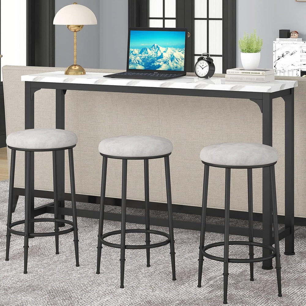 Bar Table Set for 3, 4 Piece Console Table with 3 Stools, Counter Height Kitc...
