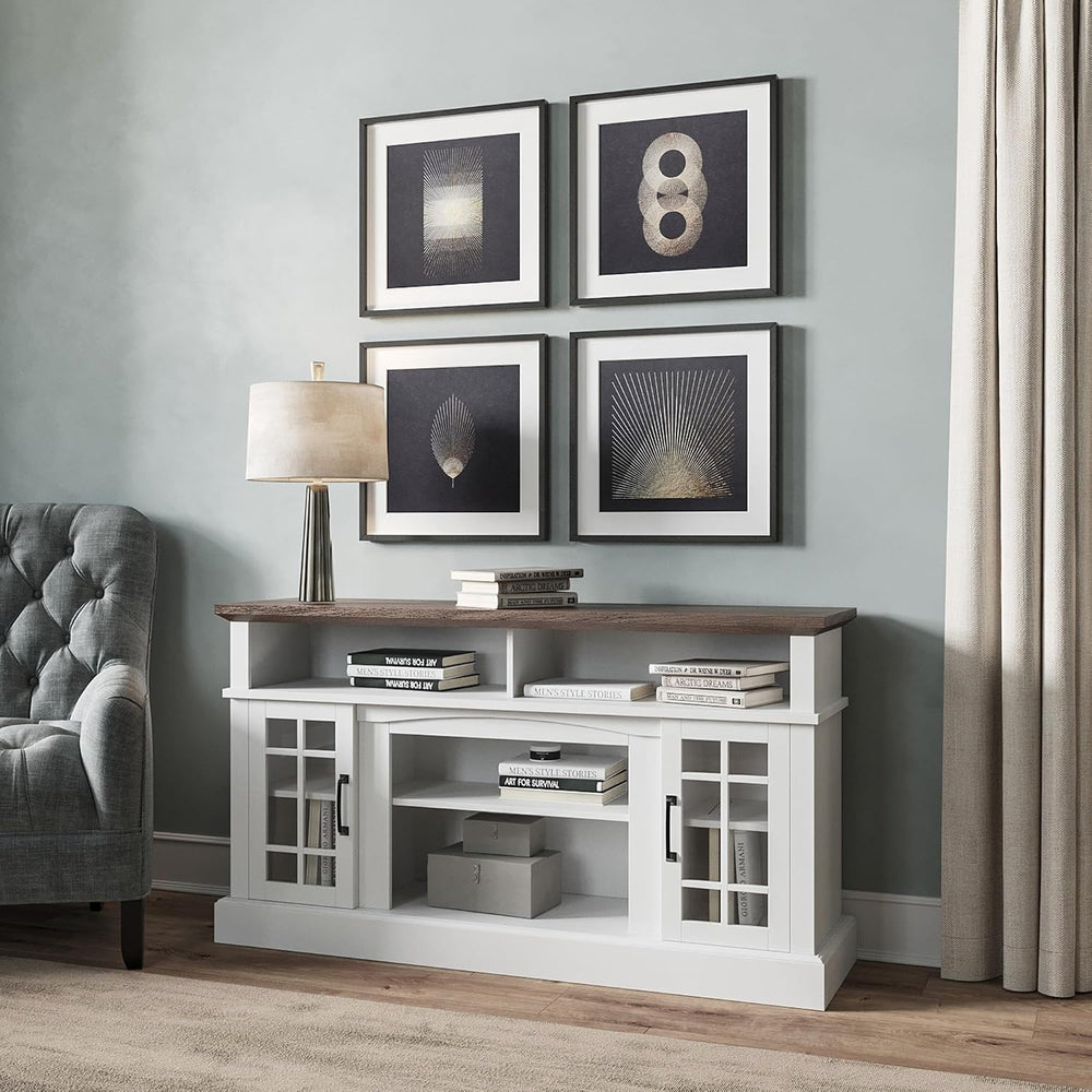 BELLEZE 58 Inch TV Stand, Rustic Wood Entertainment Center for TVs up to 65&q...
