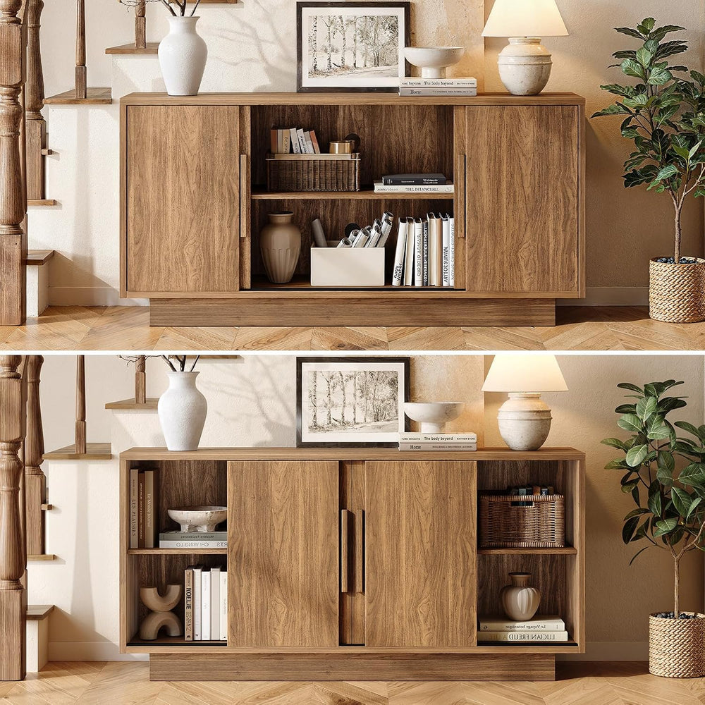 ModernMate 63'' Sideboard Buffet Cabinet with 4 Sliding Doors, Wood C...