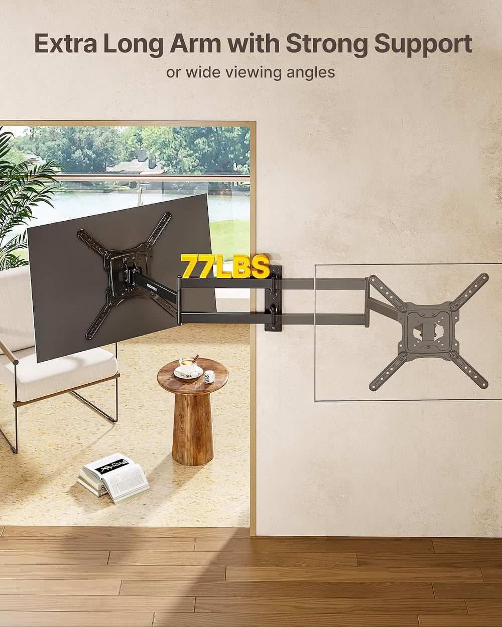 monTEK 29 Inch Long Arm TV Wall Mount for 23-65 Inch TVs | Long Extension TV ...