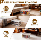 72 QT Clear Storage Bin with 5-Sided Open Lid, Stackable Plastic Storage Bins For Bedroom, Living Room, Office, Multifunctional Foldable Storage Box For Clothes, Office, Supplies, Snacks