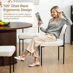 HOMMPA Dining Chairs Set of 4 Boucle Upholstered Kitchen Chairs with Curved Backrest Modern Dinner Chair with Metal Legs for Dining Room Living Room Vanity White