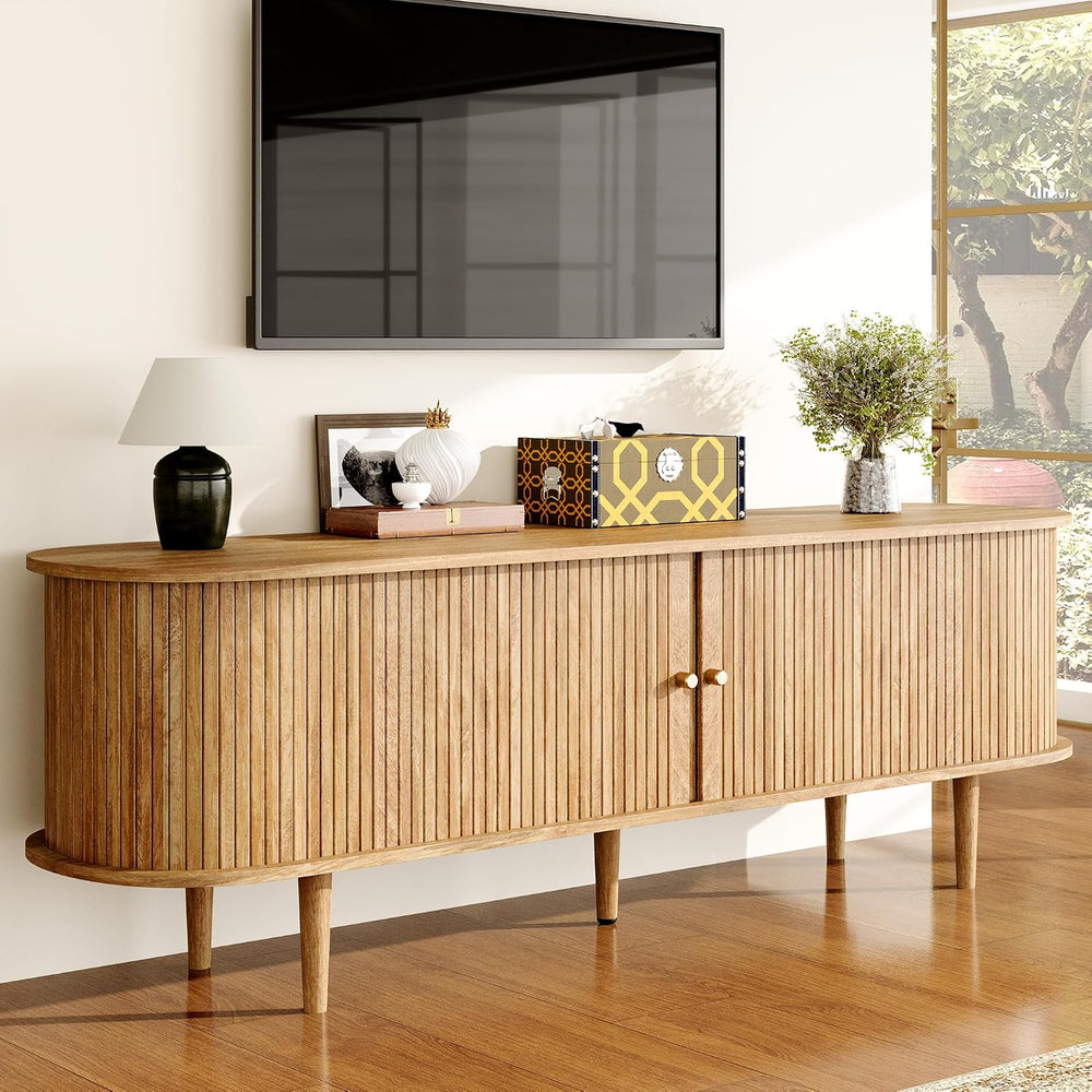 LUXOAK 3-Piece Mid Century Modern Living Room Table Set, 70" TV Stand wi...