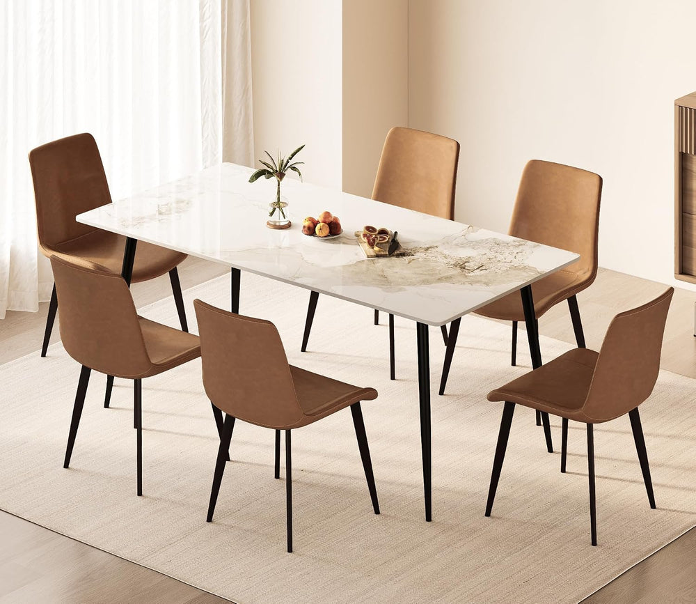 PU Leather Dining Chairs Set of 8, Modern Upholstered Dinner Chairs with Stur...