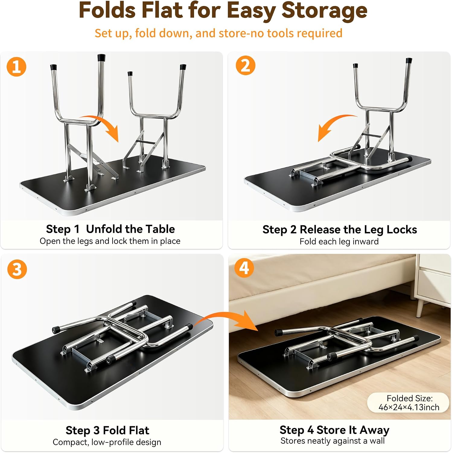 46" Foldable Dog Grooming Table with Adjustable H-Frame Arm & 2 Nooses, Heavy-Duty Stainless Steel Frame, Non-Slip Top, Tool Caddy and Mesh Tray, Black