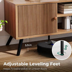 COMHOMA TV Stand for Living Room, Mid Century Modern Entertainment Center for 55/60/65 Inch TVs, Retro Brown TV Console with Fluted Door Cabinets and Open Adjustable Shelve Storage for Bedroom (53In)