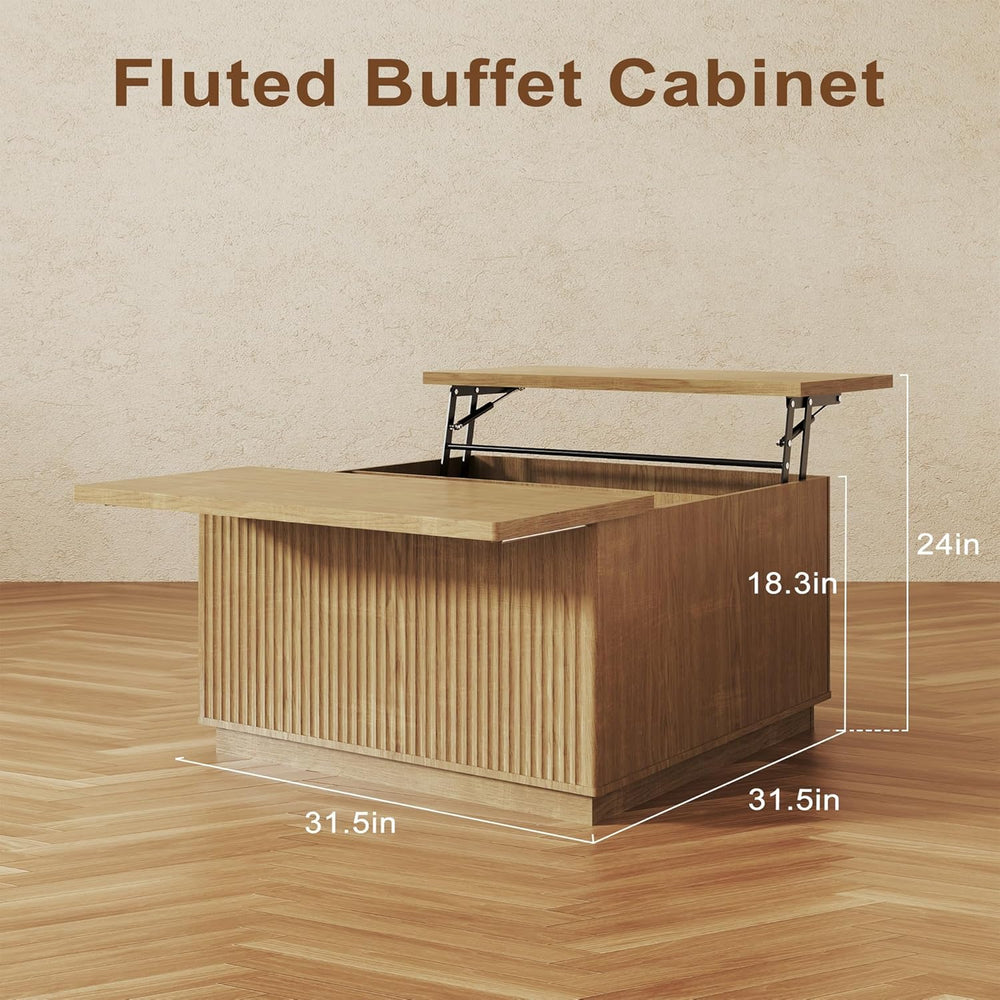 4-Piece Fluted Living Room Set Includes 31.5" Fluted Lift Top Coffee Tab...