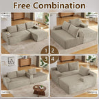 96.1" Modular Sectional Sofa Couches L-Shape Couch 3 Seat Modular Sofa Corduroy Memory Foam Sectional Boneless Couches for Living Room, Cloud Couch with Oversized Chaise(Camel, Right Facing)