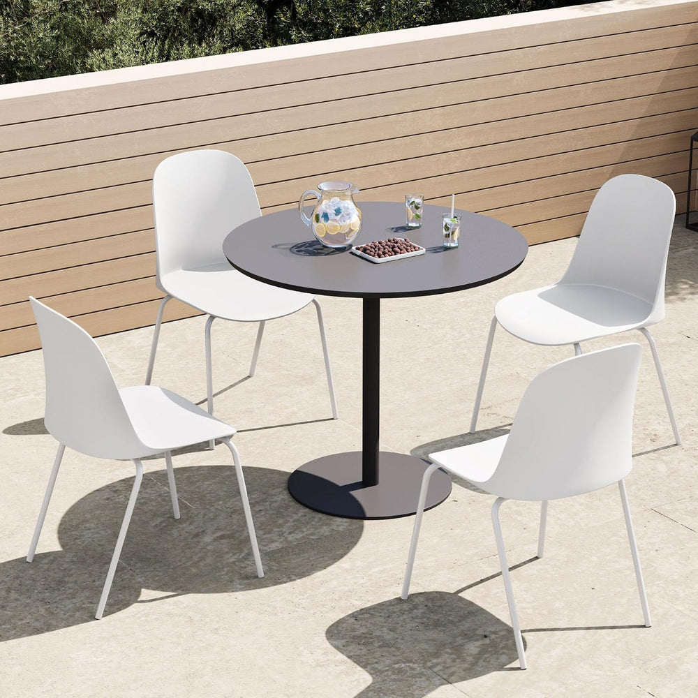 KISLOT Dining Chairs Set of 4, Plastic Outdoor Dining Room Chairs with Metal ...