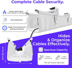 Ascrono Original No Drill Under Desk Cable Management Tray 14.1" - Premium White Fabric Cable Management Under Desk - Clamp/Screw Mount Cord Organizer - Supports Upto 66lbs