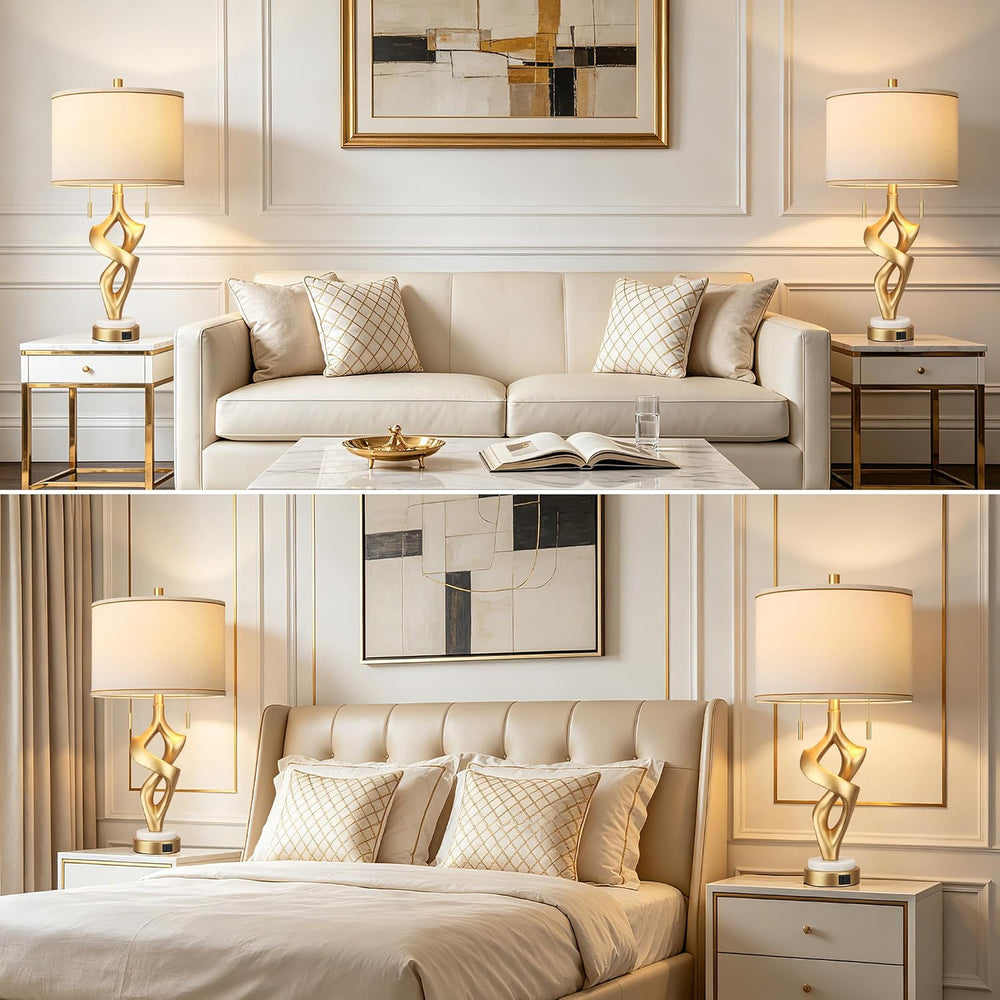 ROTTOGOON Gold Table Lamps for Living Room Set of 2, Modern Nightstand Lamps ...