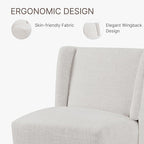 Upholstered Dining Chair with Casters Wingback Modern Side Armless Deskchair with Rollers for Diningroom Bedroom Livingroom Reading Room,Linen,4 Box